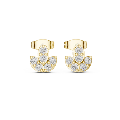 Lotus Crest Five Stone Diamond Studs
