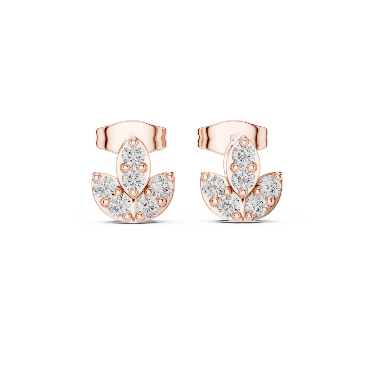 Lotus Crest Five Stone Diamond Studs