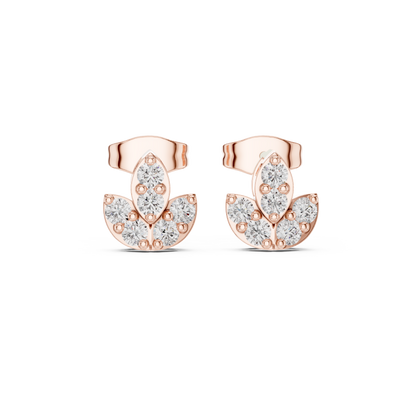 Lotus Crest Five Stone Diamond Studs