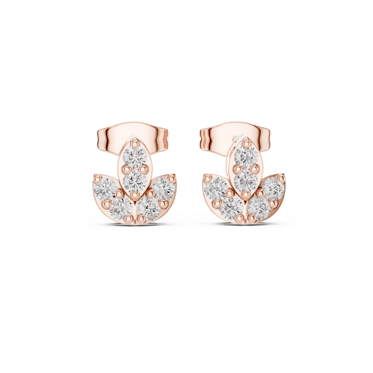 Lotus Crest Five Stone Diamond Studs