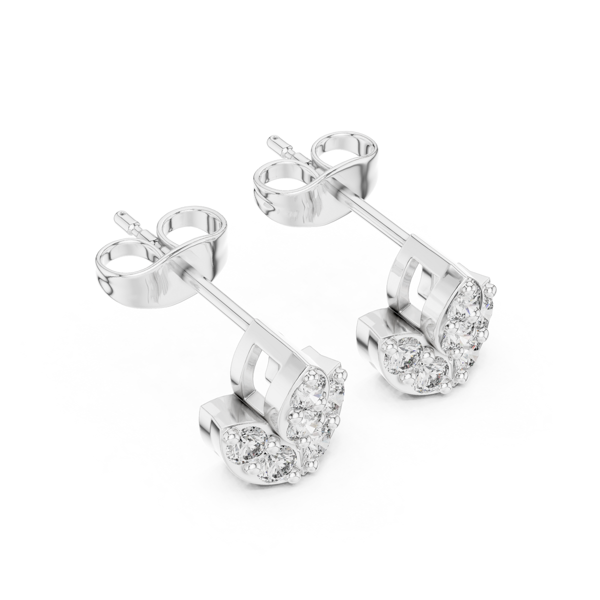 Lotus Crest Five Stone Diamond Studs