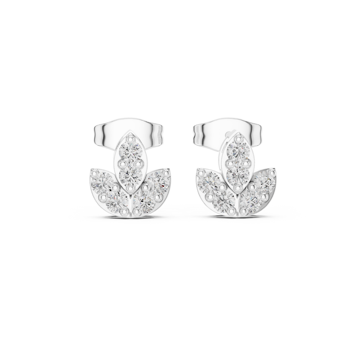 Lotus Crest Five Stone Diamond Studs