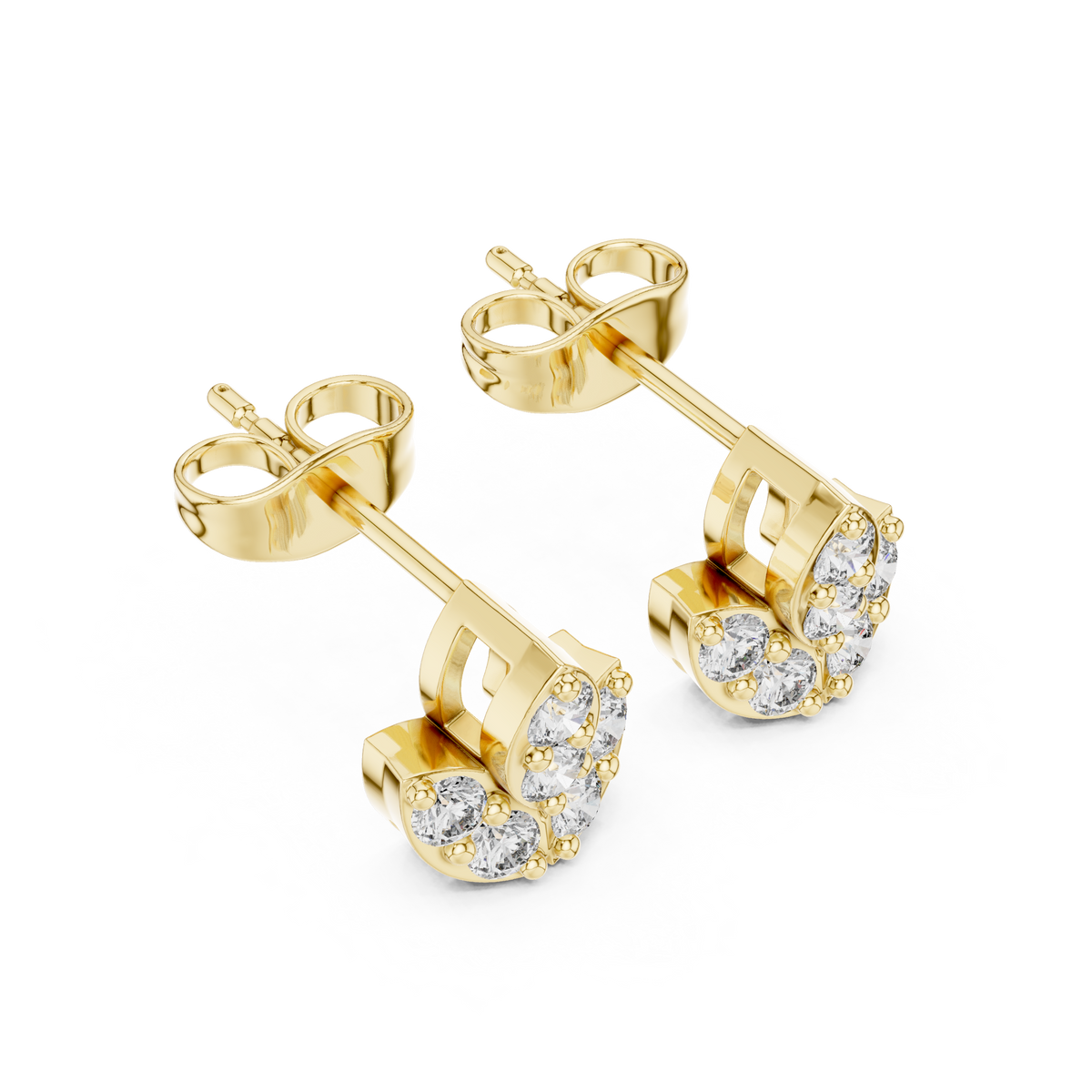 Lotus Crest Five Stone Diamond Studs