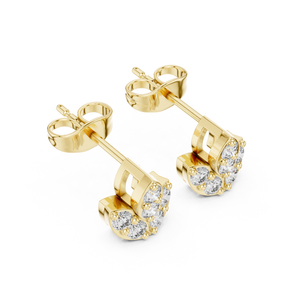 Lotus Crest Five Stone Diamond Studs