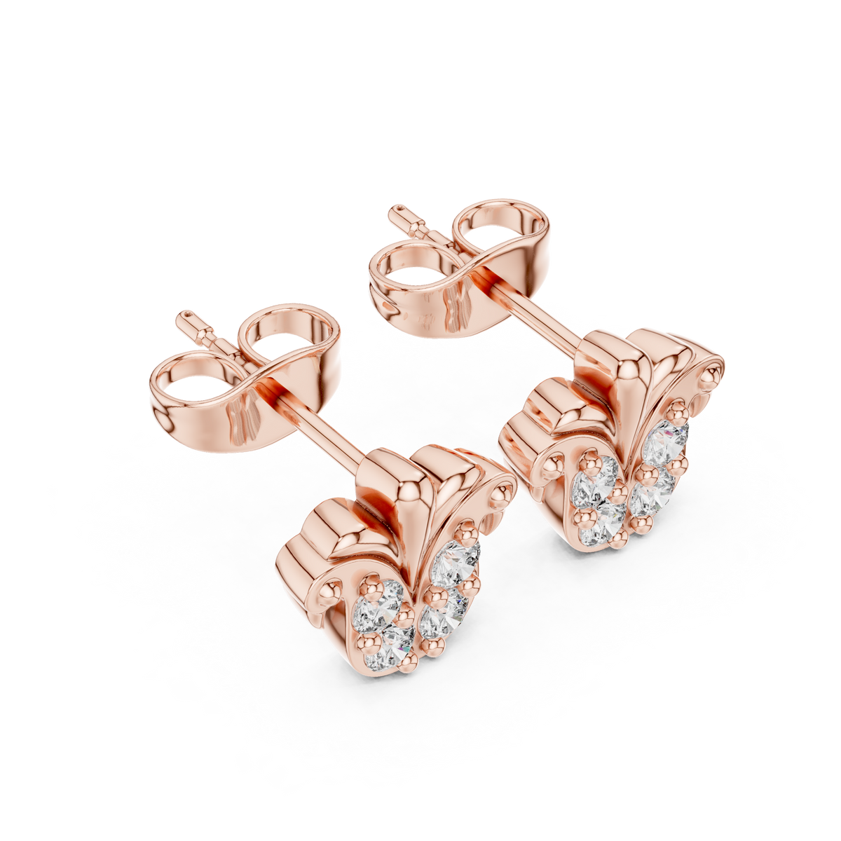 Acanthus Crest Quartet Diamond Studs