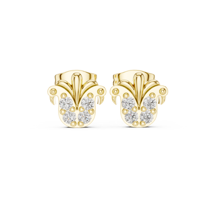 Acanthus Crest Quartet Diamond Studs