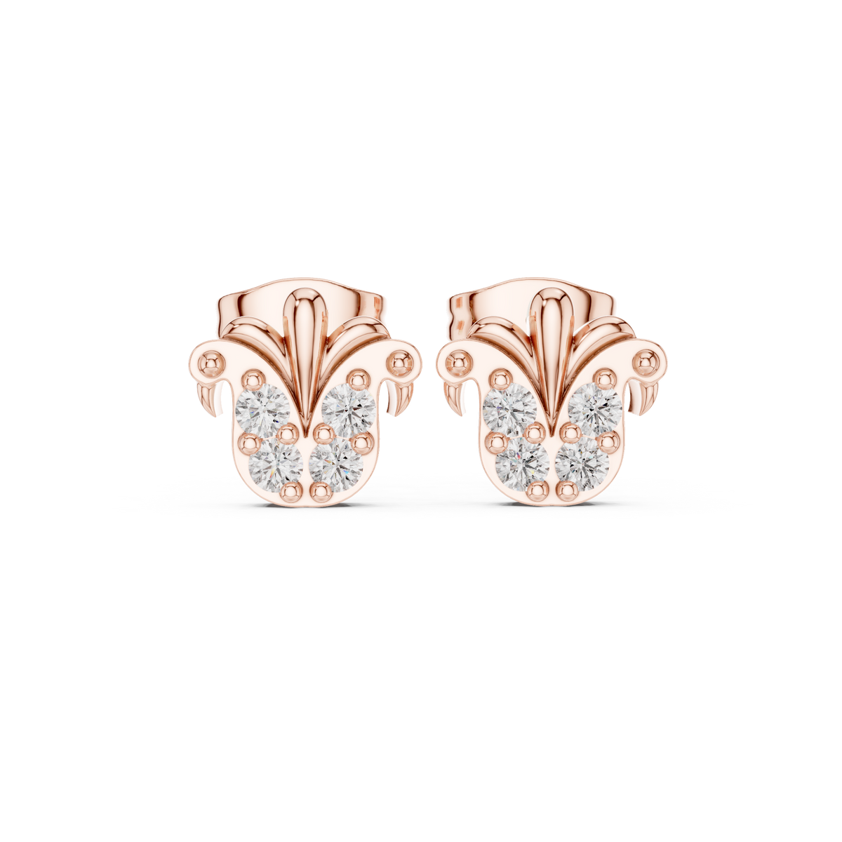 Acanthus Crest Quartet Diamond Studs