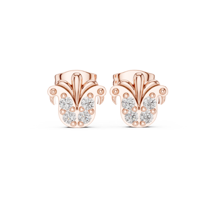 Acanthus Crest Quartet Diamond Studs