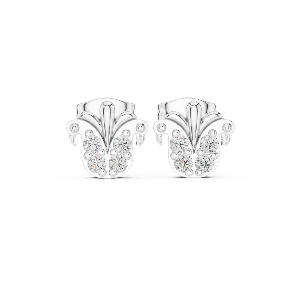 Acanthus Crest Quartet Diamond Studs