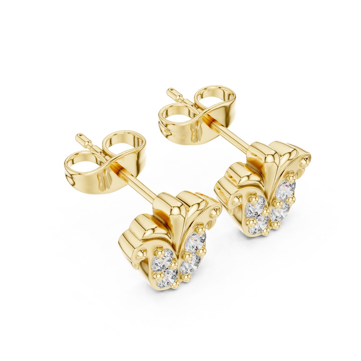 Acanthus Crest Quartet Diamond Studs
