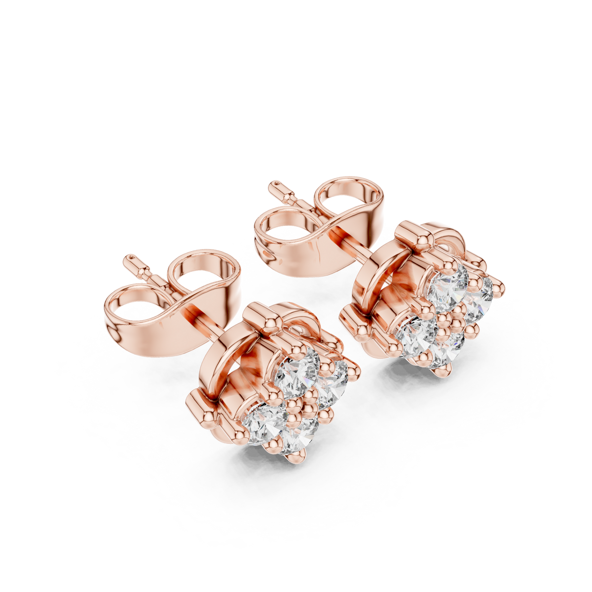 Petal Crest Quartet Diamond Studs