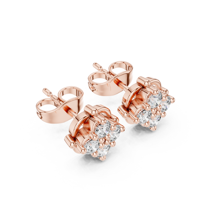 Petal Crest Quartet Diamond Studs