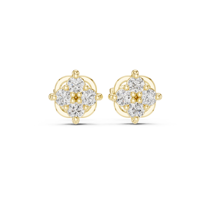 Petal Crest Quartet Diamond Studs