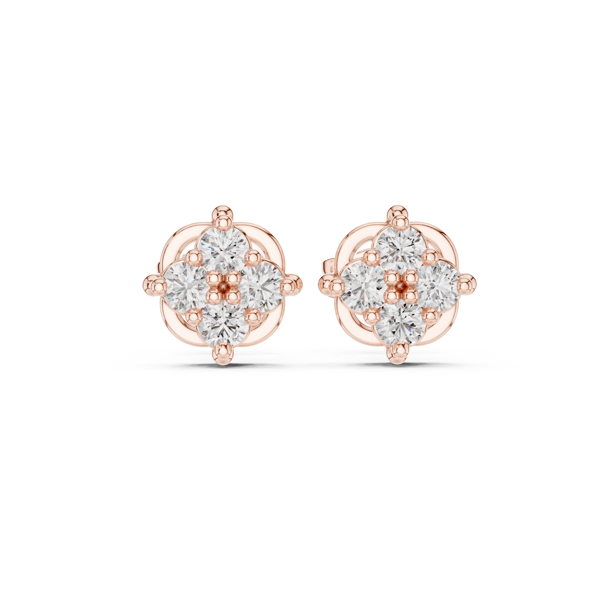 Petal Crest Quartet Diamond Studs