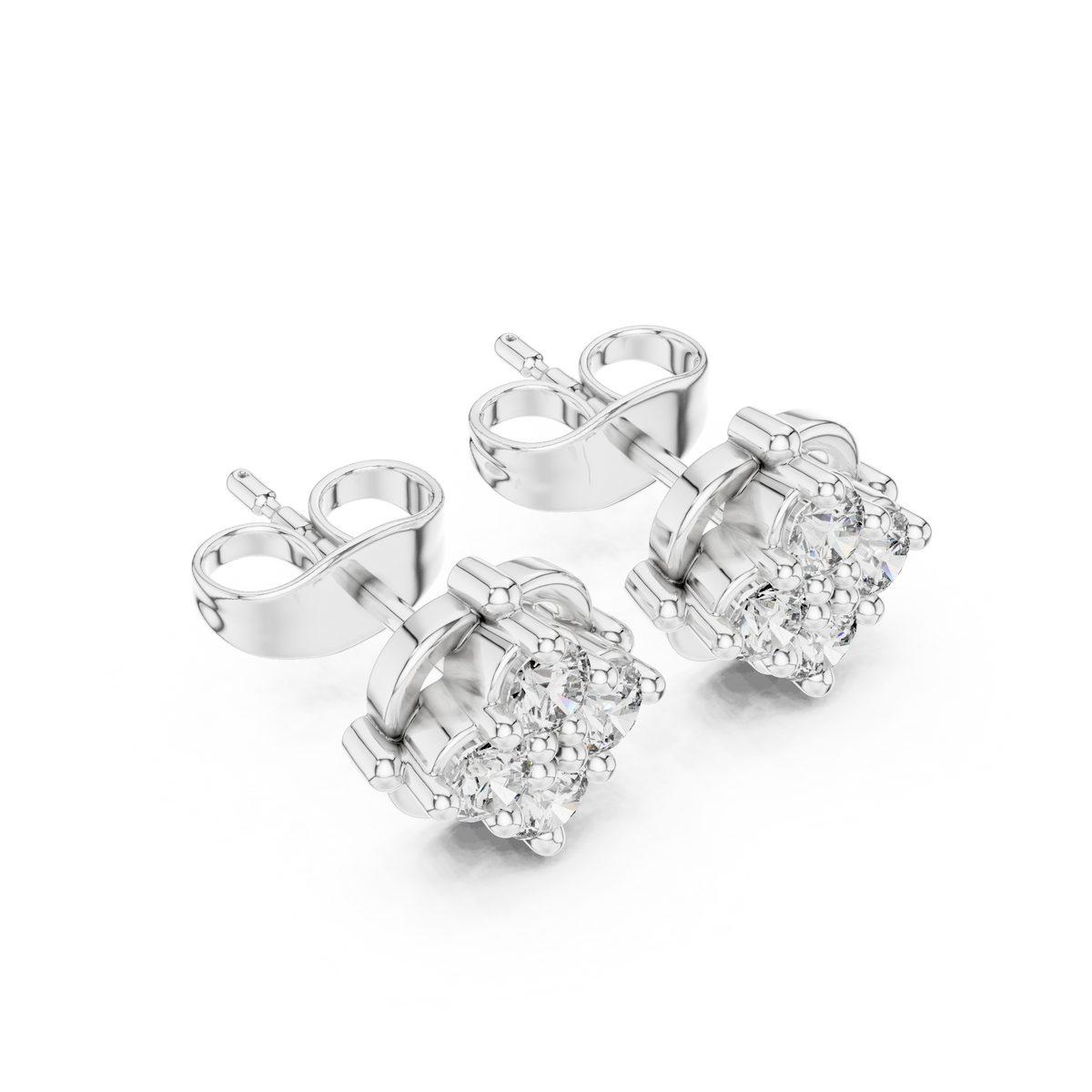 Petal Crest Quartet Diamond Studs