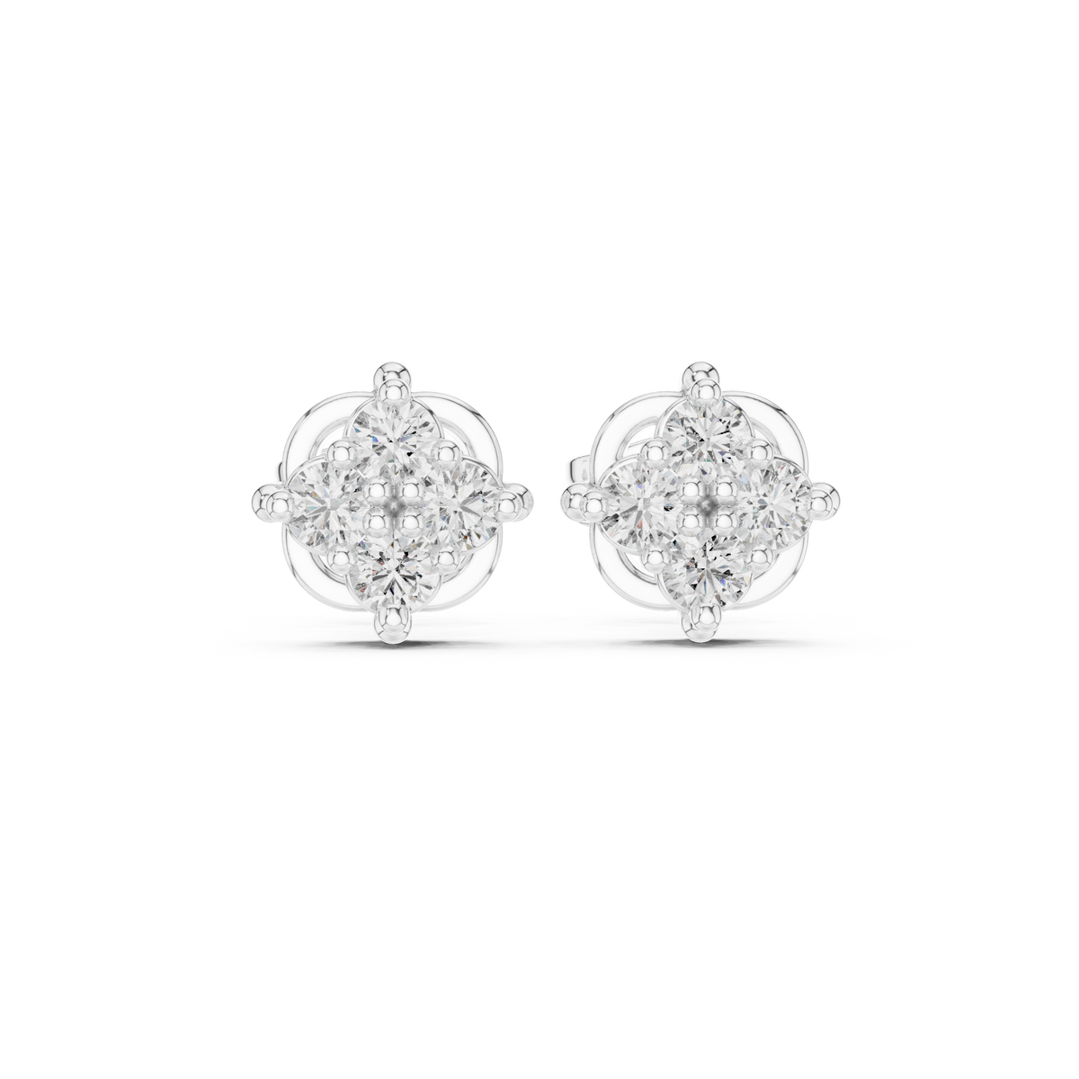 Petal Crest Quartet Diamond Studs