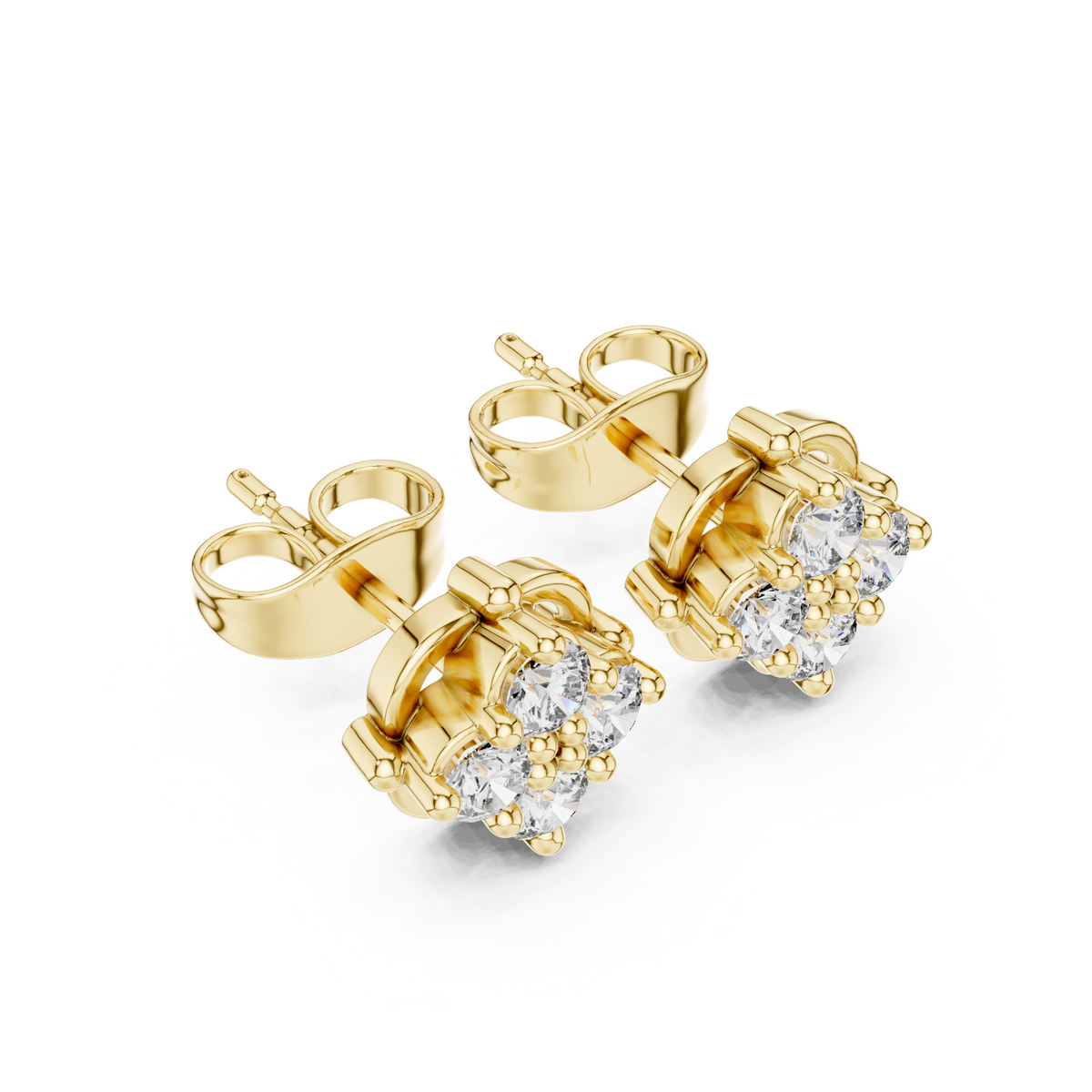 Petal Crest Quartet Diamond Studs
