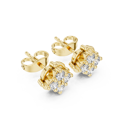 Petal Crest Quartet Diamond Studs