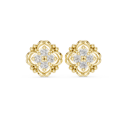 Ornate Petal Quartet Diamond Studs