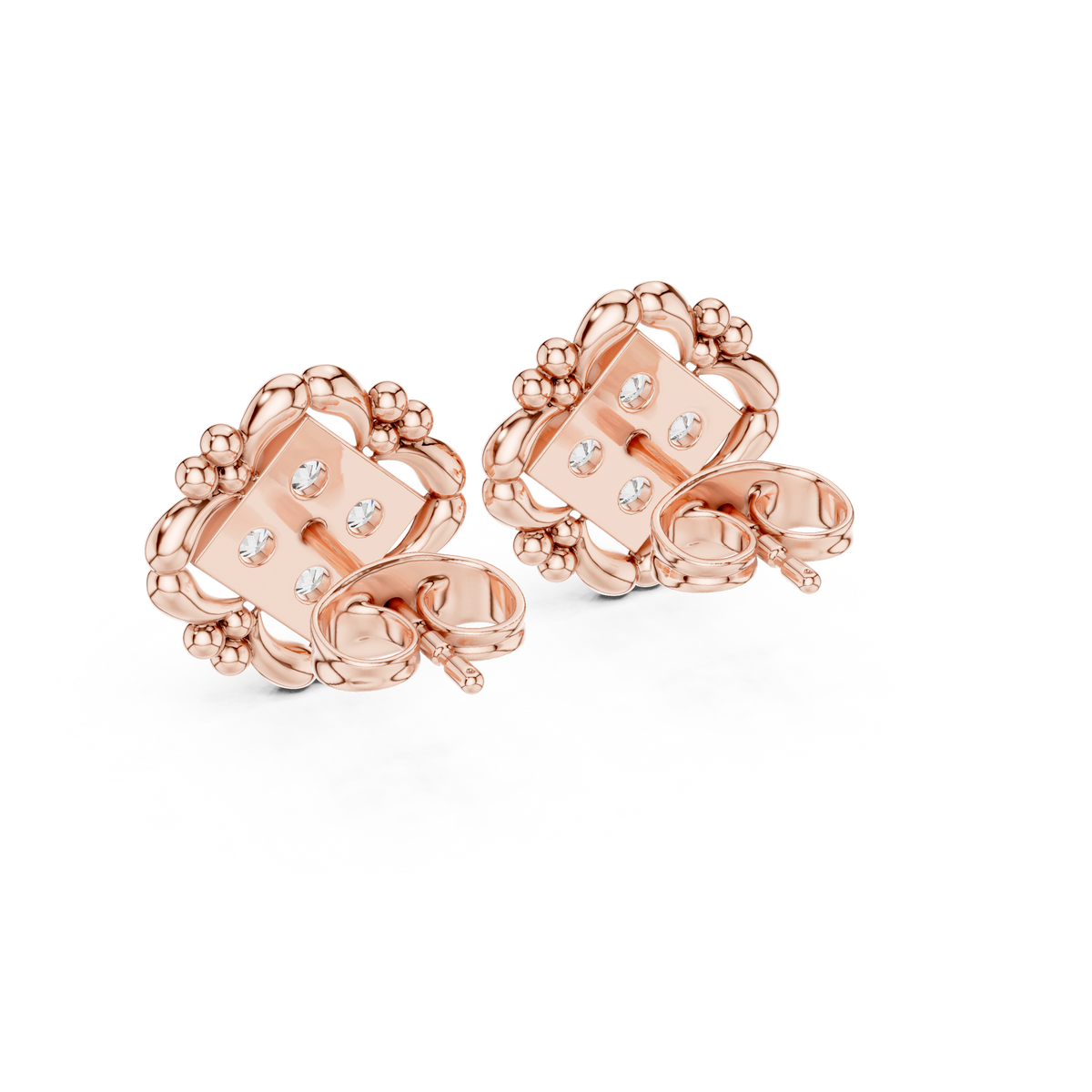 Ornate Petal Quartet Diamond Studs