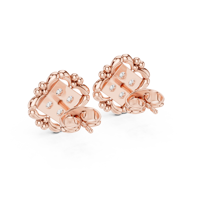 Ornate Petal Quartet Diamond Studs