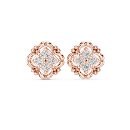 Ornate Petal Quartet Diamond Studs