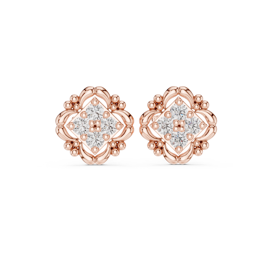 Ornate Petal Quartet Diamond Studs