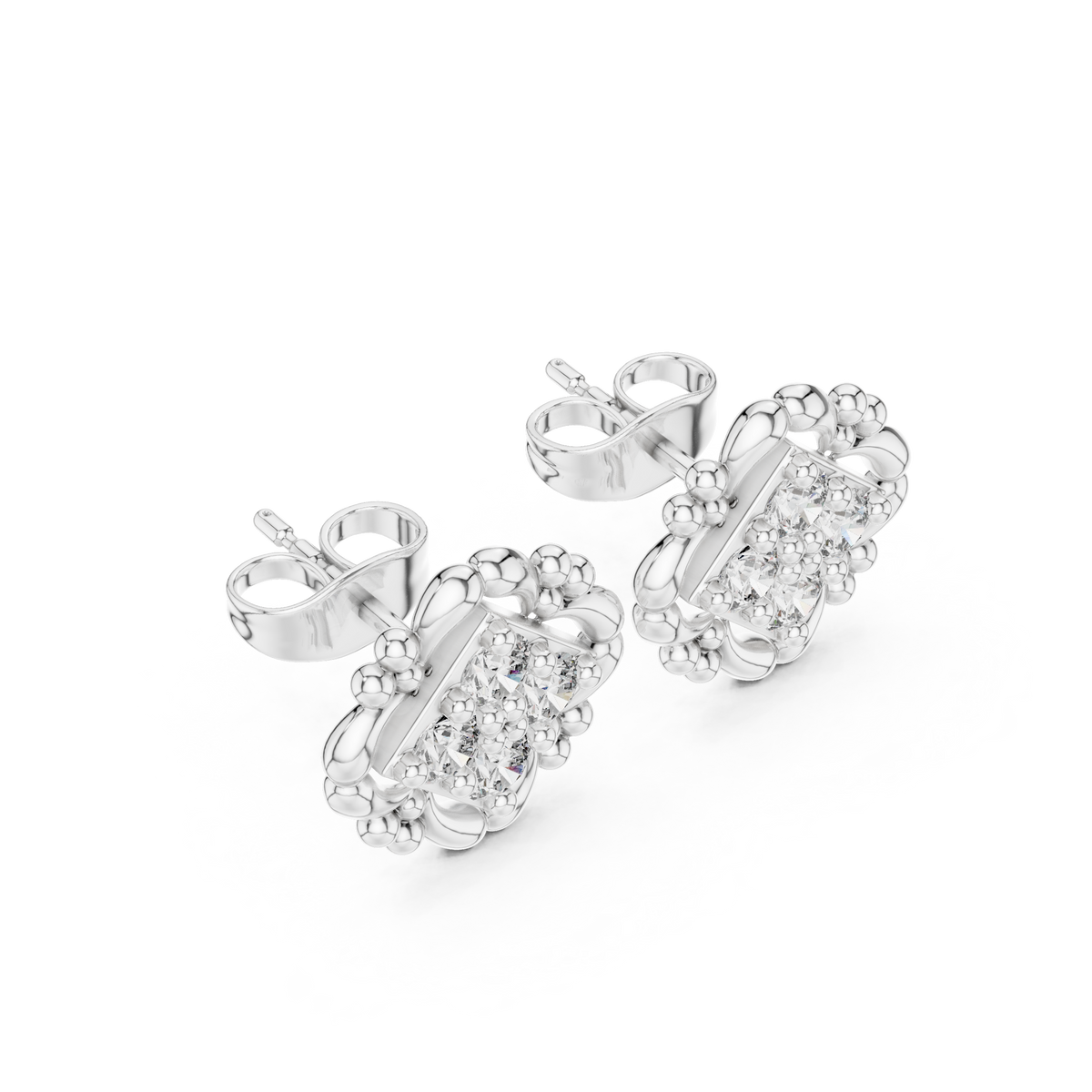 Ornate Petal Quartet Diamond Studs
