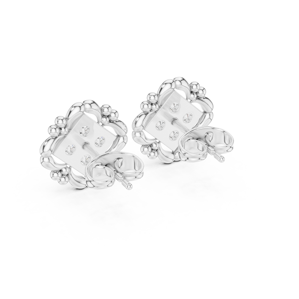 Ornate Petal Quartet Diamond Studs