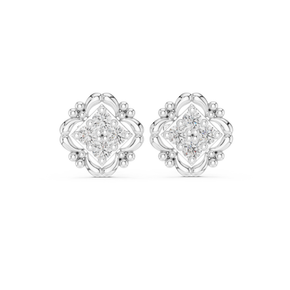 Ornate Petal Quartet Diamond Studs