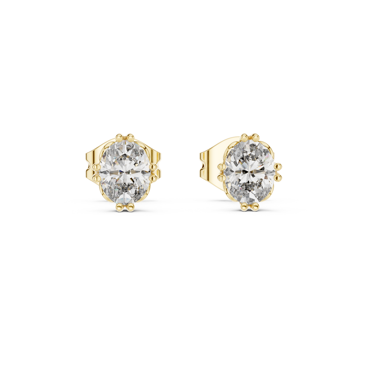 Elviera Oval Diamond Petal Studs