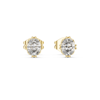 Elviera Oval Diamond Petal Studs