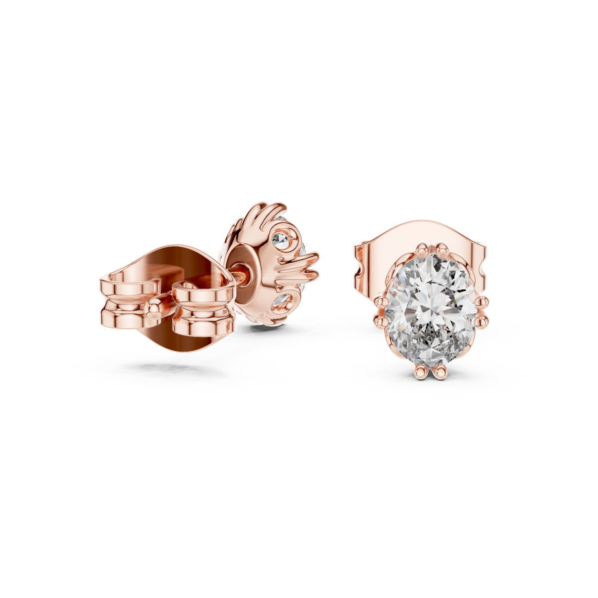 Elviera Oval Diamond Petal Studs