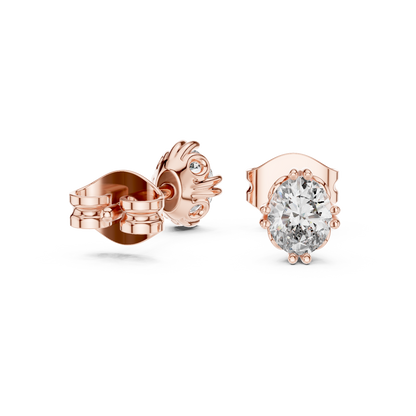 Elviera Oval Diamond Petal Studs