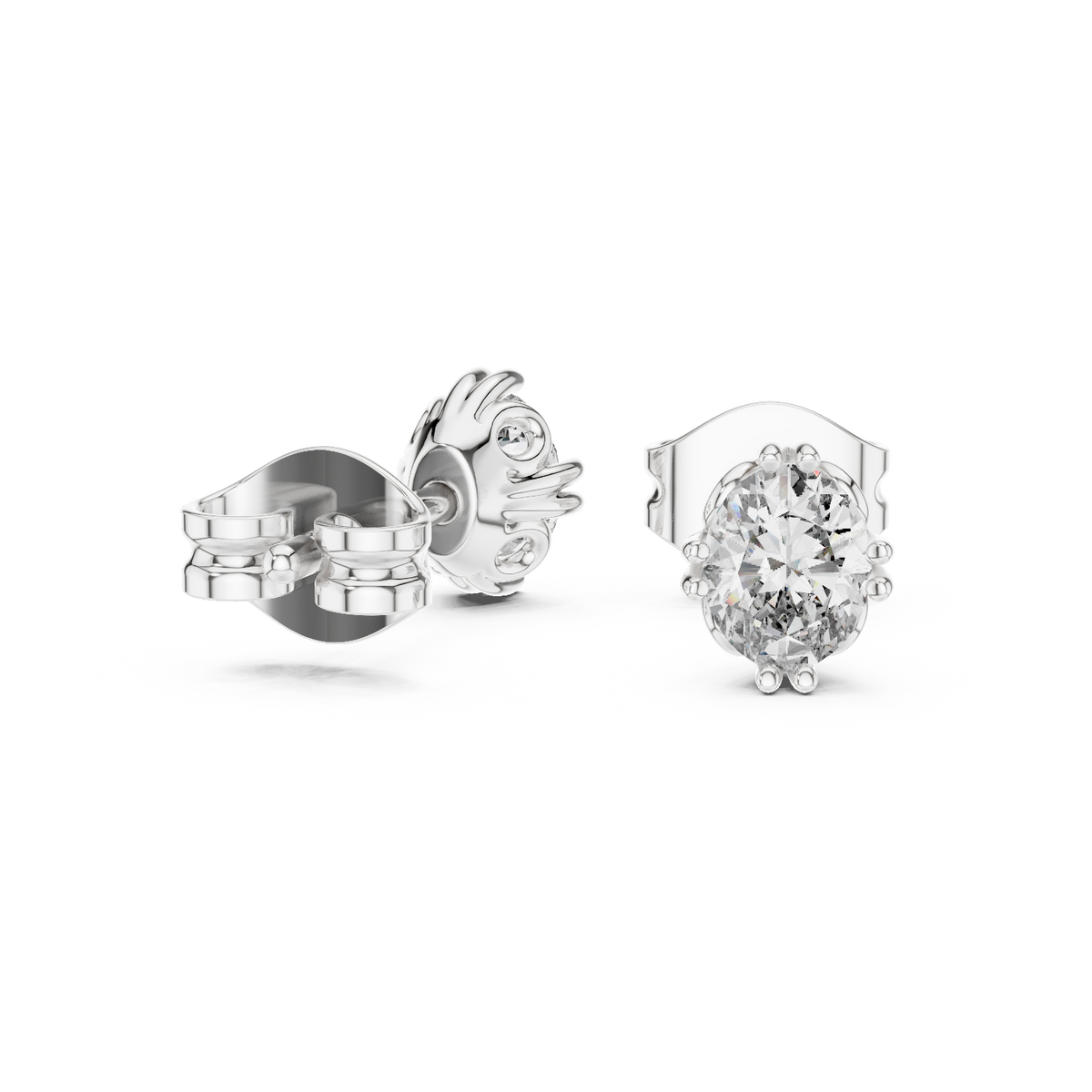 Elviera Oval Diamond Petal Studs