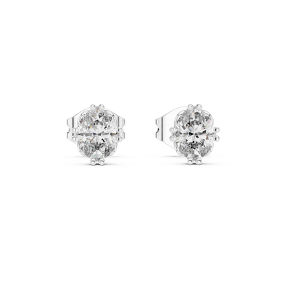 Elviera Oval Diamond Petal Studs