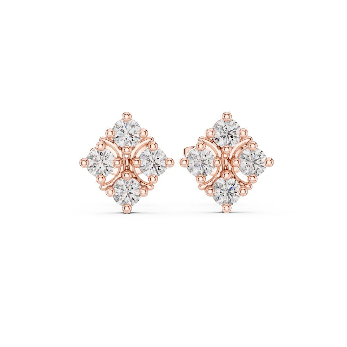 Radiant Clover Cluster Diamond Studs