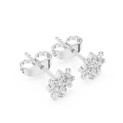 Lustrous Five Petal Diamond Studs
