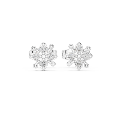 Lustrous Five Petal Diamond Studs
