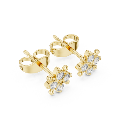 Lustrous Five Petal Diamond Studs