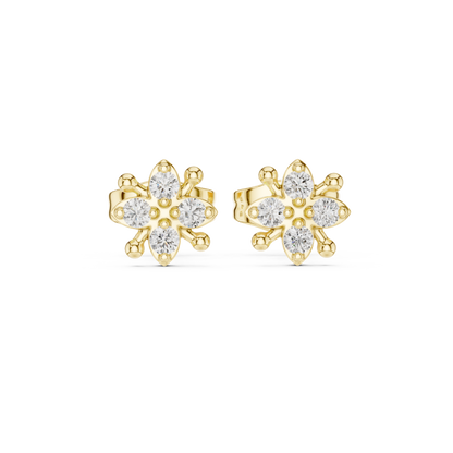 Lustrous Five Petal Diamond Studs