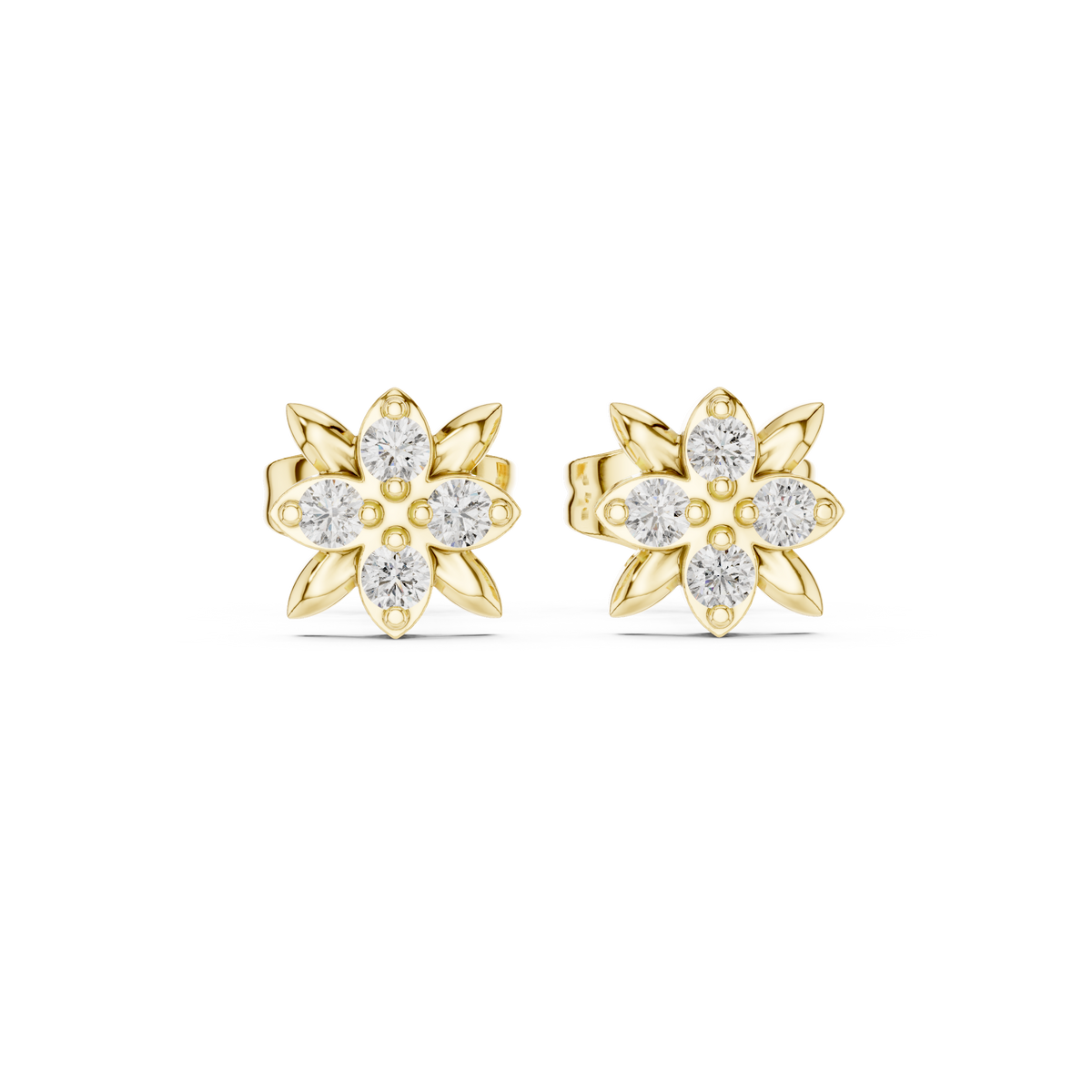 Blooming Leaf Four Diamond Studs