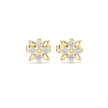 Blooming Leaf Four Diamond Studs