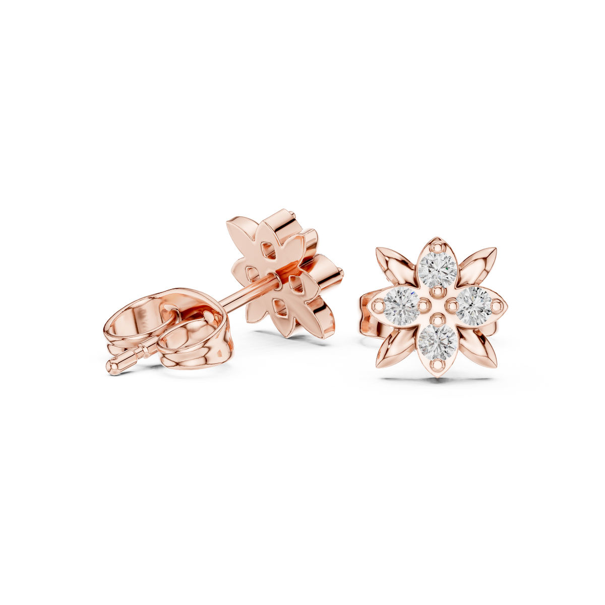 Blooming Leaf Four Diamond Studs