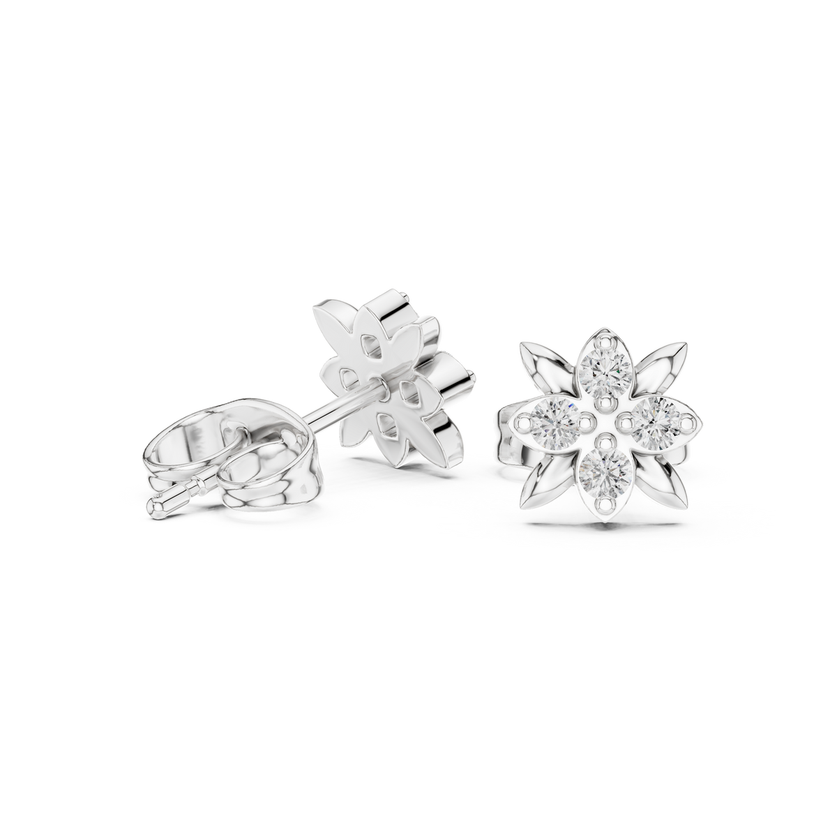 Blooming Leaf Four Diamond Studs