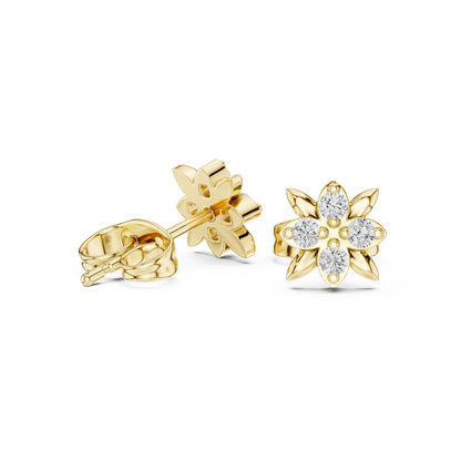 Blooming Leaf Four Diamond Studs
