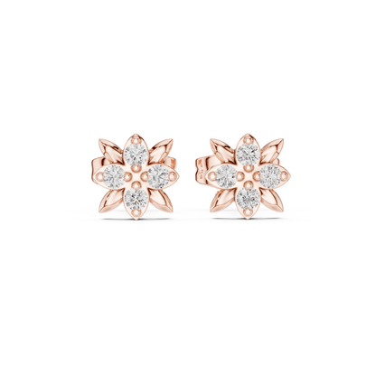 Blooming Leaf Four Diamond Studs