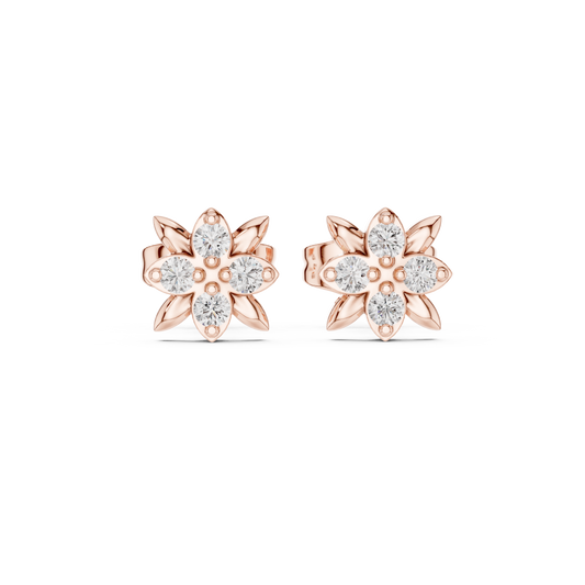 Blooming Leaf Four Diamond Studs