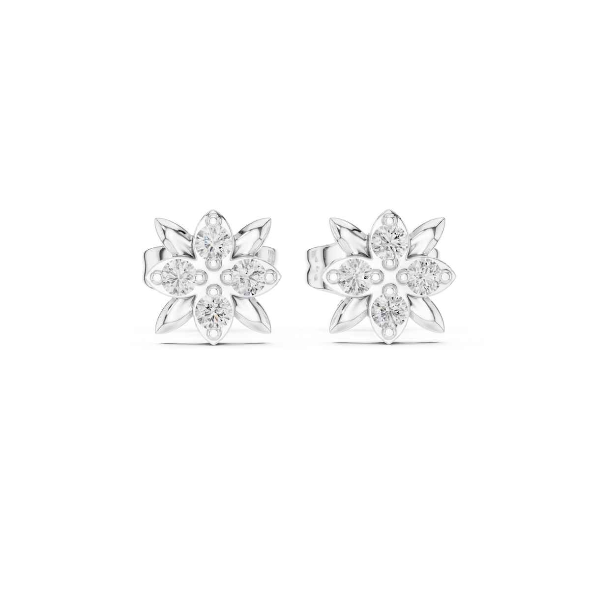 Blooming Leaf Four Diamond Studs