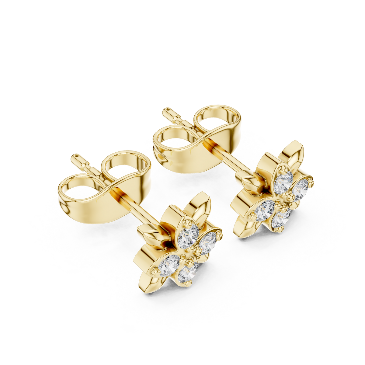 Blooming Leaf Four Diamond Studs